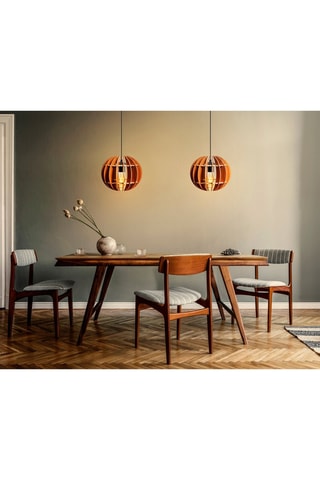 2 Verstelbare Hanglampen - Walnoothout-imitatie - 40 W