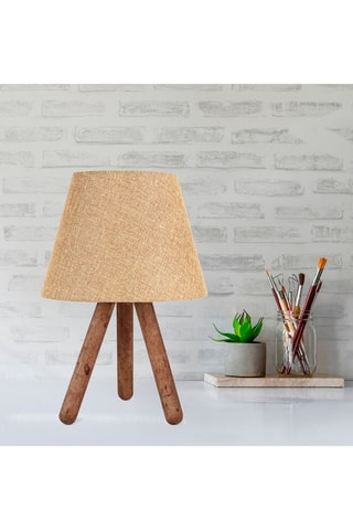 Houten Ledtafellamp Ayd - Bruin en Beige - 60 W