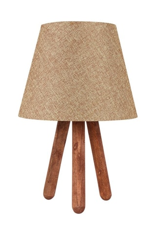 Houten Ledtafellamp Ayd - Bruin en Beige - 60 W
