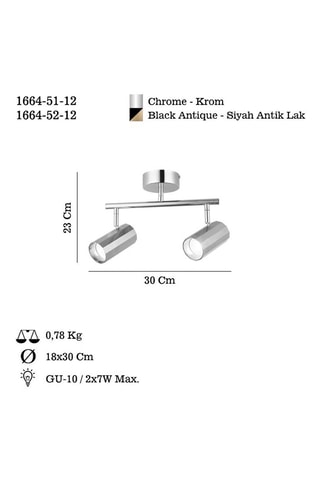 Plafondlamp - Zwart - 2 x 7 W