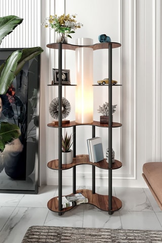 Staanlamp - Ivoorkleurig en Walnoothout-imitatie - 40 W