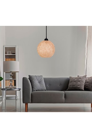 Hanglamp Zwart en Naturel - 45 - 60 W