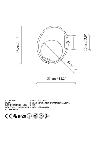 Wandlamp - Goudkleurig - 40 W