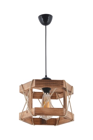 Houten Hanglamp - Naturel en Zwart - 45 - 60 W