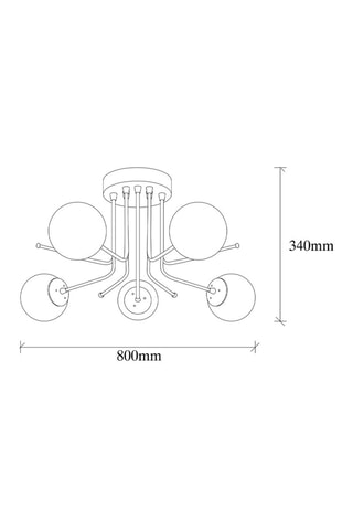 Hanglamp Daisy - Goudkleurig en Wit - 5 x 100 W