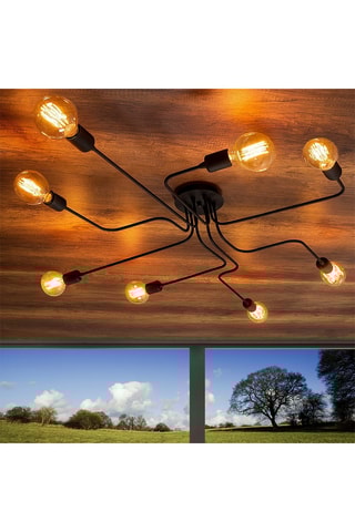 Plafondlamp Truva - Zwart - 8 x 40 W