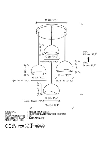 Suspension 4 têtes - Blanc
