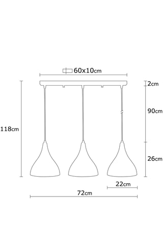 Hanglamp Berceste - Zwart - 3 x 100 W