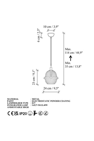Hanglamp Berk - Goudkleurig - 40 W