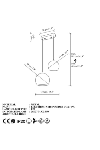 Hanglamp Orbit - Bruin - 2 x 40 W