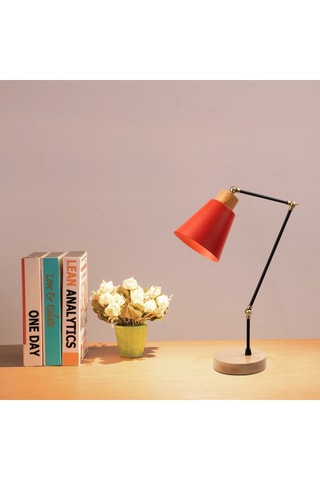 Beukenhouten Tafellamp Manavgat - Rood - 40 W