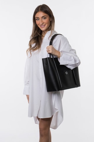 Sac porté épaule en cuir Romance - Noir