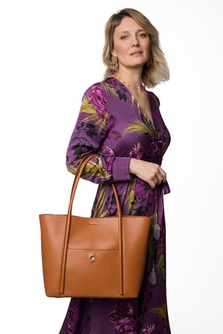 Sac porté épaule en cuir Romance - Camel