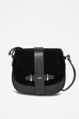 Sac bandoulière en croûte de cuir Cinq - Noir