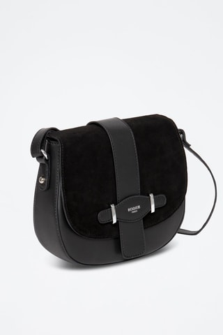 Sac bandoulière en croûte de cuir Cinq - Noir