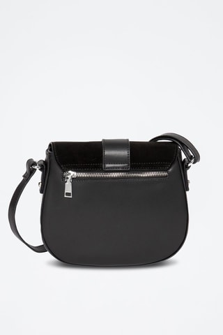 Sac bandoulière en croûte de cuir Cinq - Noir