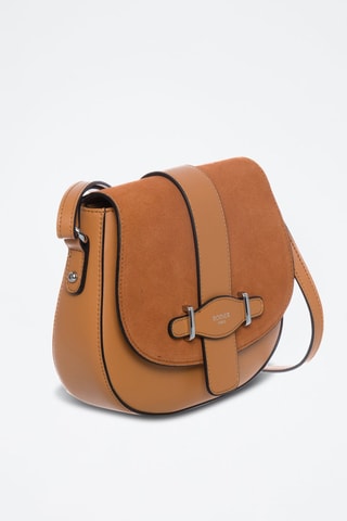 Sac bandoulière en croûte de cuir Cinq - Camel