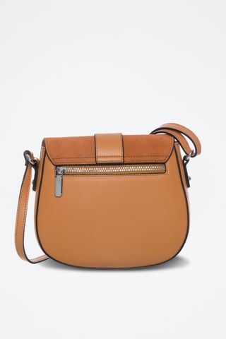 Sac bandoulière en croûte de cuir Cinq - Camel