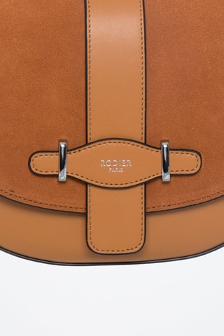Sac bandoulière en croûte de cuir Cinq - Camel