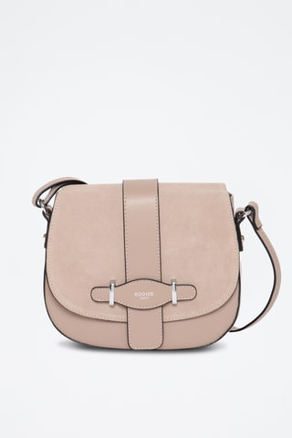 Sac bandoulière en croûte de cuir Cinq - Beige clair