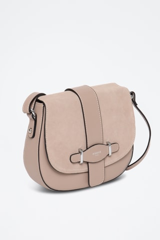Sac bandoulière en croûte de cuir Cinq - Beige clair