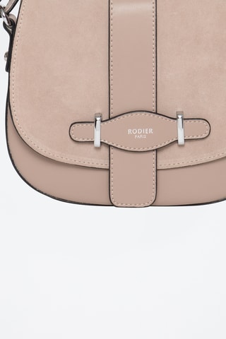 Sac bandoulière en croûte de cuir Cinq - Beige clair