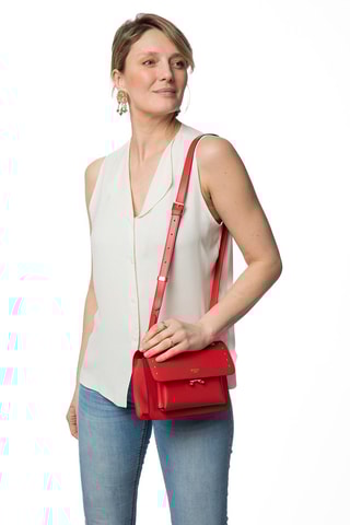 Sac bandoulière en cuir Olaf - Rouge