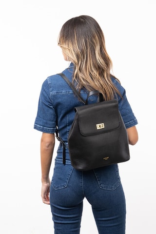 Sac à dos en croûte de cuir Pacha - Noir