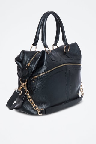 Sac porté épaule en cuir Africa - Noir