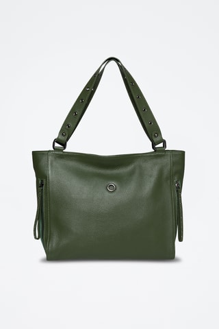 Sac porté épaule en cuir Valois - Kaki