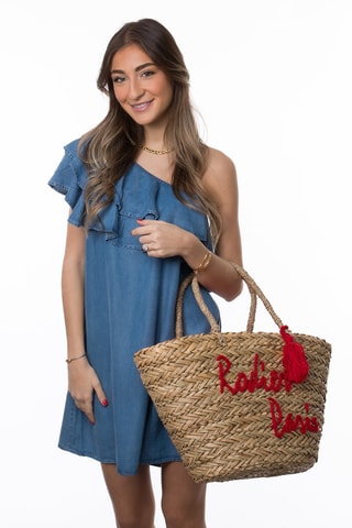 Mala shopper Playa - Bege e vermelho