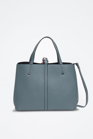 Mala de couro fendido Mizan - Azul-pato