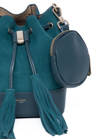 Sac seau en croûte de cuir Rio - Bleu canard