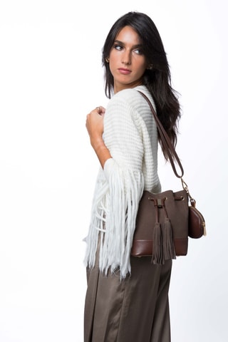 Sac seau en croûte de cuir Rio - Marron