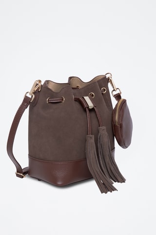 Sac seau en croûte de cuir Rio - Marron