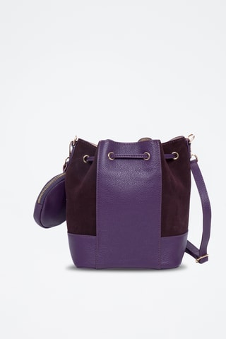 Mala bucket de couro fendido Rio Preto - Violeta