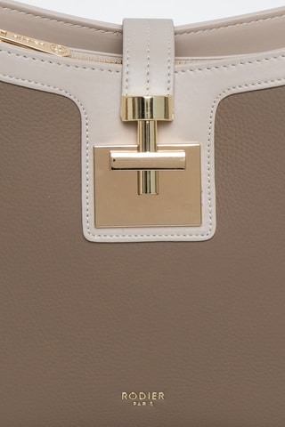 Sac porté épaule en cuir Expresso - Beige, doré et marron