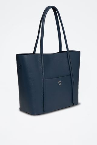 Sac porté épaule en cuir Romance - Bleu marine