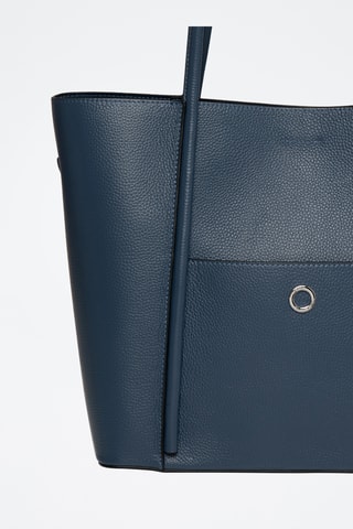 Sac porté épaule en cuir Romance - Bleu marine