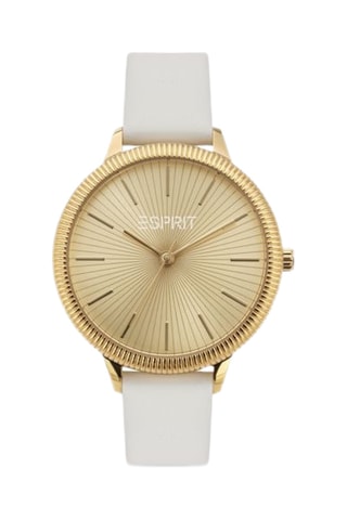 Orologio al quarzo in pelle - Bianco e dorato