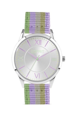 Orologio al quarzo in nylon - Viola e verde chiaro