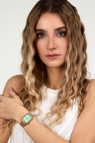 Orologio al quarzo in acciaio - Dorato e blu 