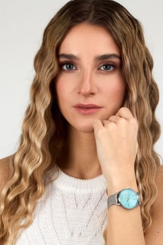 Orologio al quarzo in acciaio - Argentato e blu