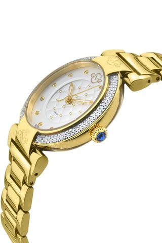 Reloj de cuarzo de acero y diamantes