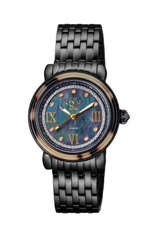 Montre à quartz en acier, nacre et diamants Marsala