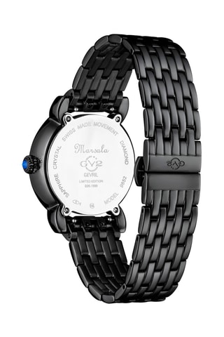 Montre à quartz en acier, nacre et diamants Marsala