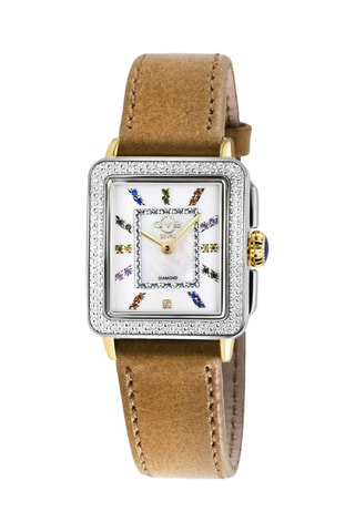 Montre à quartz en cuir, acier et diamants Padova