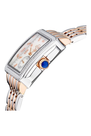 Montre à quartz en acier, plaqué ion argent, plaqué ion or rose et diamants Bari Tortoise