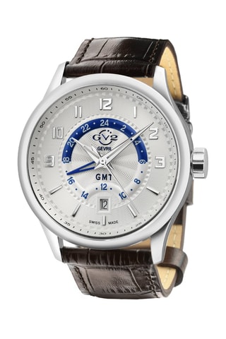 Montre à quartz en cuir Giromondo - Chronographe - Marron et argenté