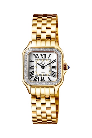 Montre à quartz en plaqué ion or jaune et diamants